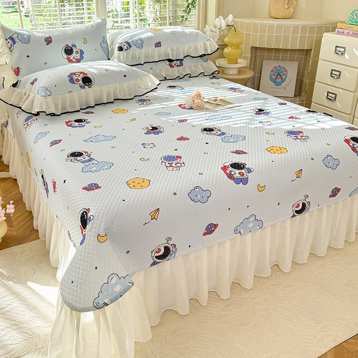 91家纺网 家纺一手货源 找家纺 金盛皇朝家纺 2025夏季新款冰丝凉豆豆床盖凉席 宇宙天空