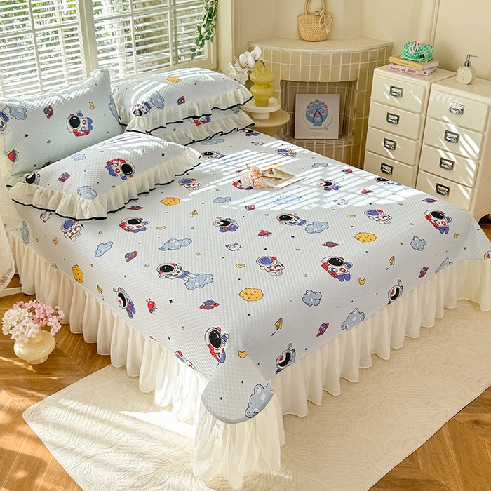 91家纺网 家纺一手货源 找家纺 金盛皇朝家纺 2025夏季新款冰丝凉豆豆床盖凉席 宇宙天空