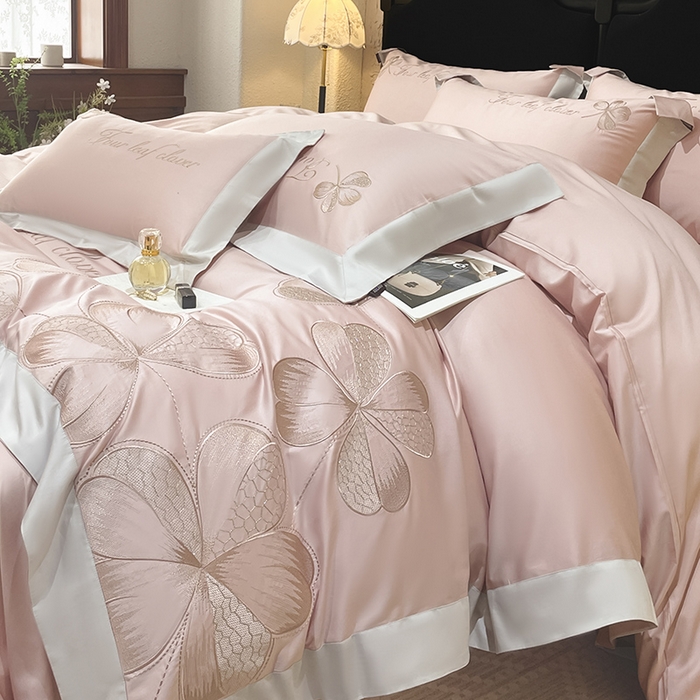 91家纺网 家纺一手货源 找家纺 （总）【直播爆款】A类全棉四件套纯棉轻奢重工刺绣床单床笠夏季床单床笠床上用品