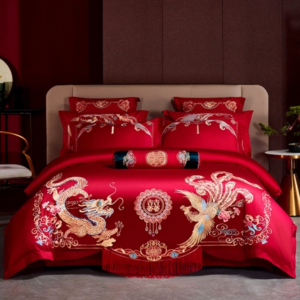 91家纺网 家纺一手货源 找家纺 尹黛尔 2024新品婚庆四件套系列套件 美人龙凤