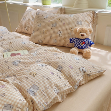 91家纺网 家纺一手货源 找家纺 （总）集布 2025新款活性印染全棉双层纱四件套