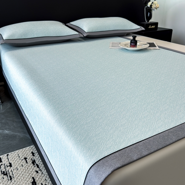 91家纺网 家纺一手货源 找家纺 九花鹿 2025新款凉感肌理纹冰丝席-床席款 肌理纹(天空蓝）