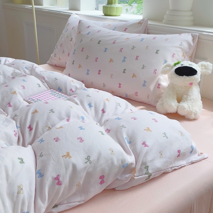 91家纺网 家纺一手货源 找家纺 （总）集布 2025新款活性印染全棉双层纱四件套