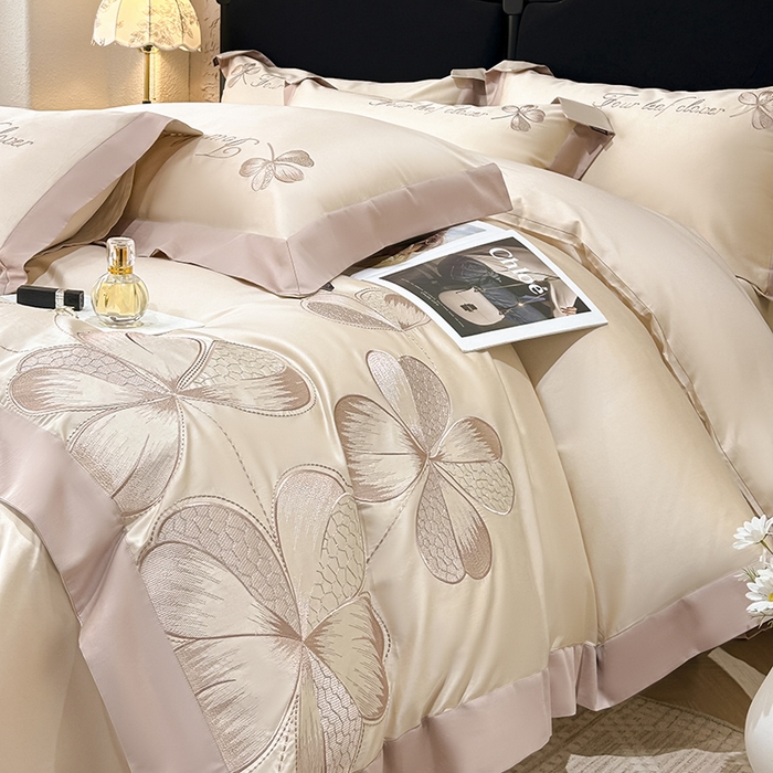 91家纺网 家纺一手货源 找家纺 （总）【直播爆款】A类全棉四件套纯棉轻奢重工刺绣床单床笠夏季床单床笠床上用品