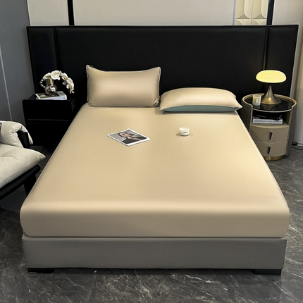 91家纺网 家纺一手货源 找家纺 ab家纺 2025新款莱赛尔单床笠 卡其