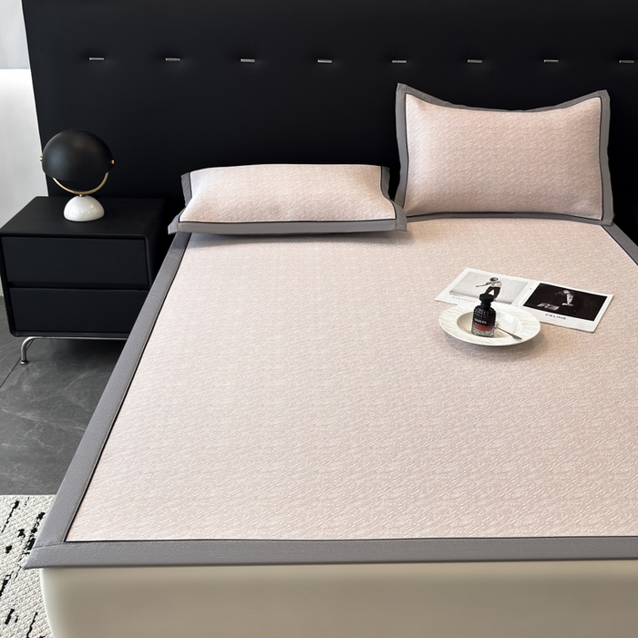 91家纺网 家纺一手货源 找家纺 九花鹿 2025新款凉感肌理纹冰丝席-床席款 肌理纹(豆沙）