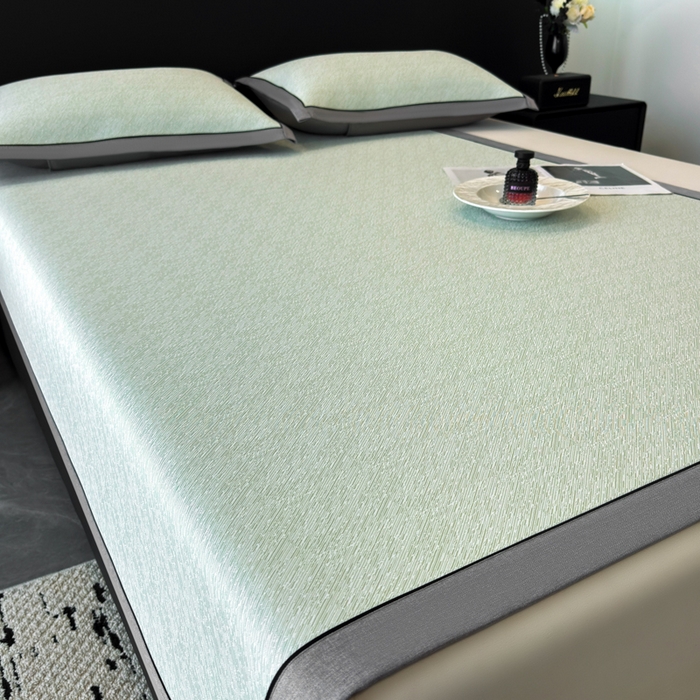 91家纺网 家纺一手货源 找家纺 九花鹿 2025新款凉感肌理纹冰丝席-床席款 肌理纹(豆绿）