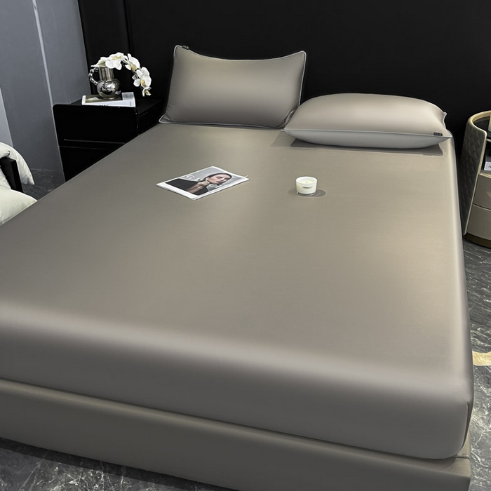 91家纺网 家纺一手货源 找家纺 ab家纺 2025新款莱赛尔单床笠 古铜棕