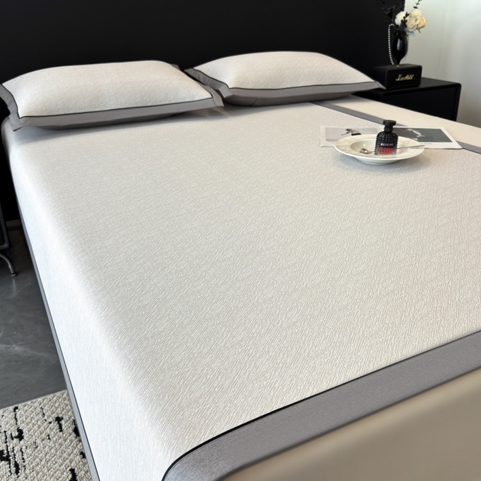 91家纺网 家纺一手货源 找家纺 九花鹿 2025新款凉感肌理纹冰丝席-床席款 肌理纹(米灰）