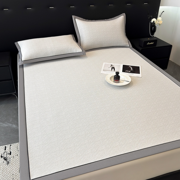 91家纺网 家纺一手货源 找家纺 九花鹿 2025新款凉感肌理纹冰丝席-床席款 肌理纹(米灰）