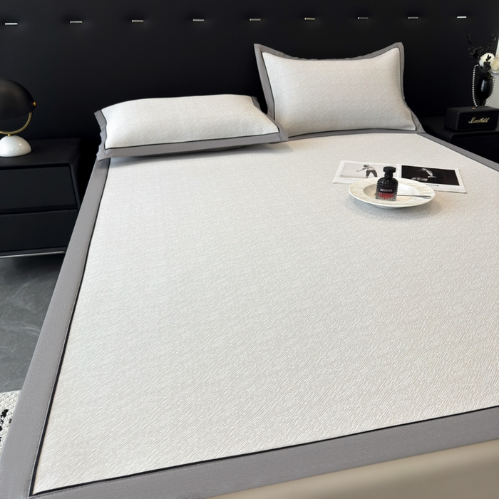 91家纺网 家纺一手货源 找家纺 九花鹿 2025新款凉感肌理纹冰丝席-床席款 肌理纹(米灰）