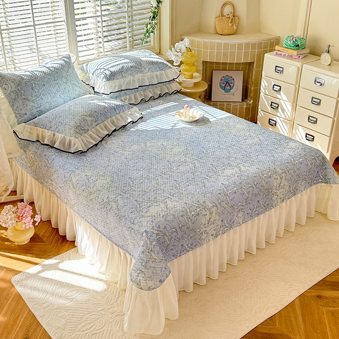 91家纺网 家纺一手货源 找家纺 金盛皇朝家纺 2025夏季新款冰丝凉豆豆床盖凉席 洛可可蔓