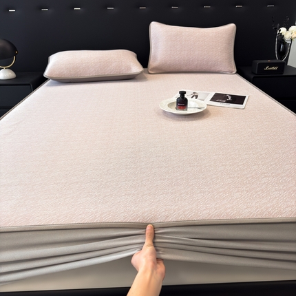 91家纺网 家纺一手货源 找家纺 （总）九花鹿 2025新款凉感肌理纹冰丝席-床笠款