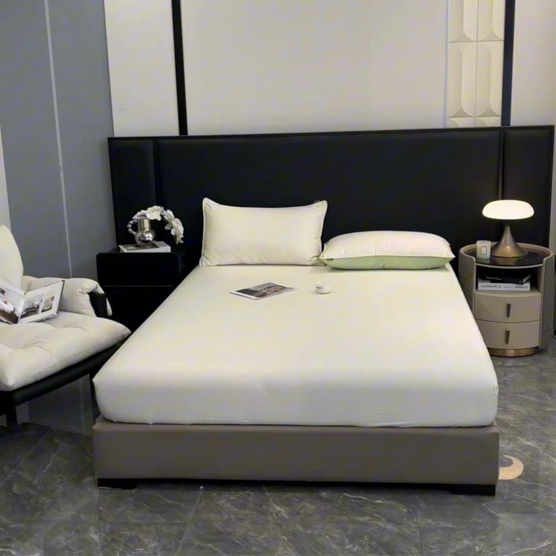 91家纺网 家纺一手货源 找家纺 ab家纺 2025新款莱赛尔单床笠 珍珠白