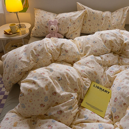 91家纺网 家纺一手货源 找家纺 （总）缦绣阁家纺 2025新款A类有氧针织棉印花四件套床单款床笠款四件套宿舍三件套