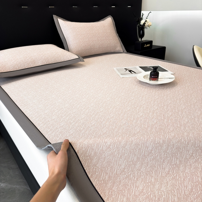 91家纺网 家纺一手货源 找家纺 九花鹿 2025新款凉感肌理纹冰丝席-床席款 肌理纹(豆沙）