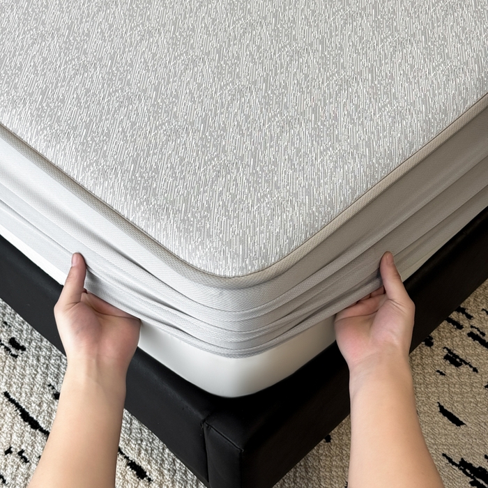 91家纺网 家纺一手货源 找家纺 九花鹿 2025新款凉感肌理纹冰丝席-床笠款 床笠款-肌理纹(银灰）