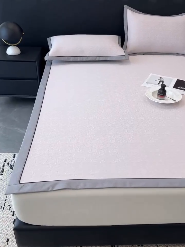 91家纺网 家纺一手货源 找家纺 九花鹿 2025新款凉感肌理纹冰丝席-床席款 肌理纹(豆沙）