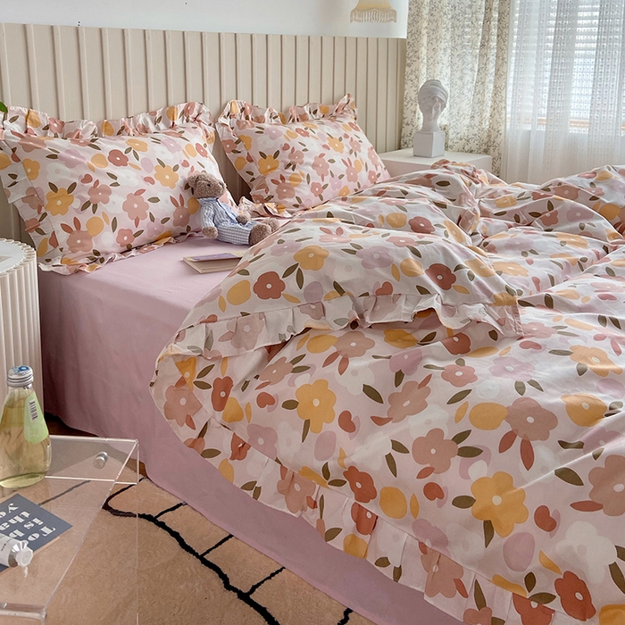 91家纺网 家纺一手货源 找家纺 （总）绫韵家纺 2025夏季全棉花边款小意境荷叶边特价系列