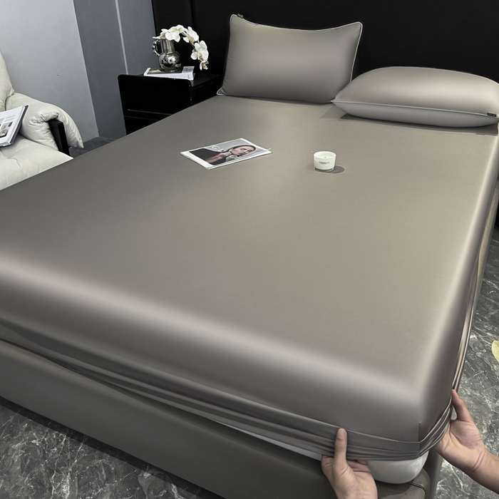 91家纺网 家纺一手货源 找家纺 ab家纺 2025新款莱赛尔单床笠 古铜棕