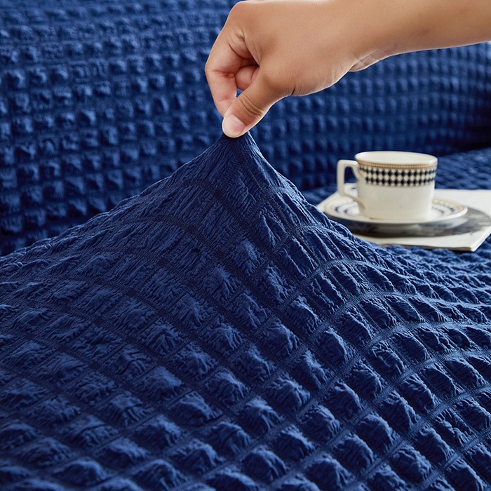 91家纺网 家纺一手货源 找家纺 飞翔家纺 2025新款泡泡纱沙发套 蓝色