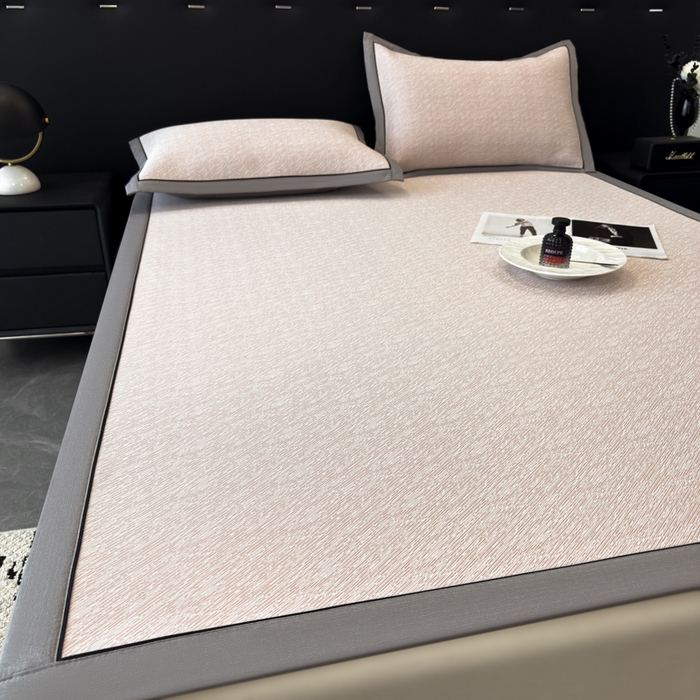 91家纺网 家纺一手货源 找家纺 九花鹿 2025新款凉感肌理纹冰丝席-床席款 肌理纹(豆沙）