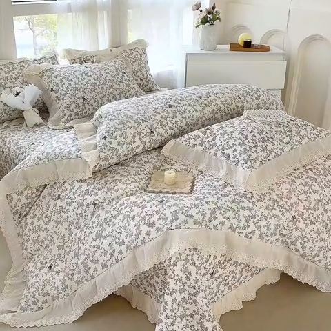 91家纺网 家纺一手货源 找家纺 添越家纺2025新款纯棉砂洗床盖三件套四件套系列奥罗拉