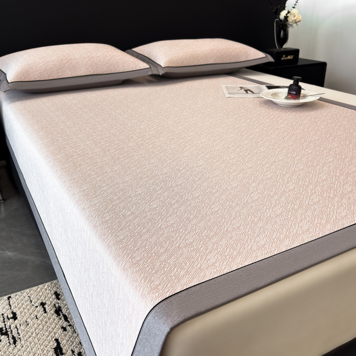 91家纺网 家纺一手货源 找家纺 九花鹿 2025新款凉感肌理纹冰丝席-床席款 肌理纹(豆沙）
