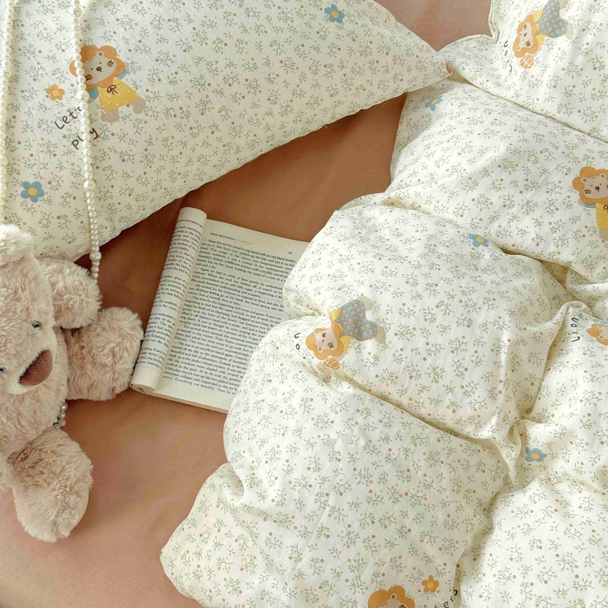 91家纺网 家纺一手货源 找家纺 于果 2025新款双层纱四件套第五批 萌萌狮