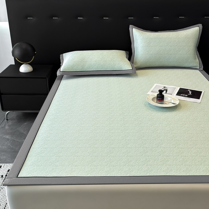 91家纺网 家纺一手货源 找家纺 九花鹿 2025新款凉感肌理纹冰丝席-床席款 肌理纹(豆绿）