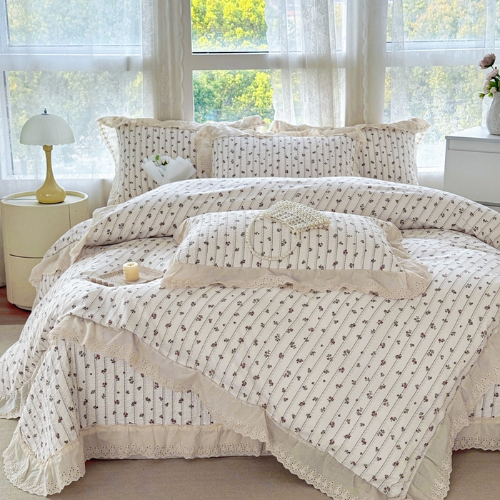 91家纺网 家纺一手货源 找家纺 添越家纺2025新款纯棉砂洗床盖三件套四件套系列梦的旋律