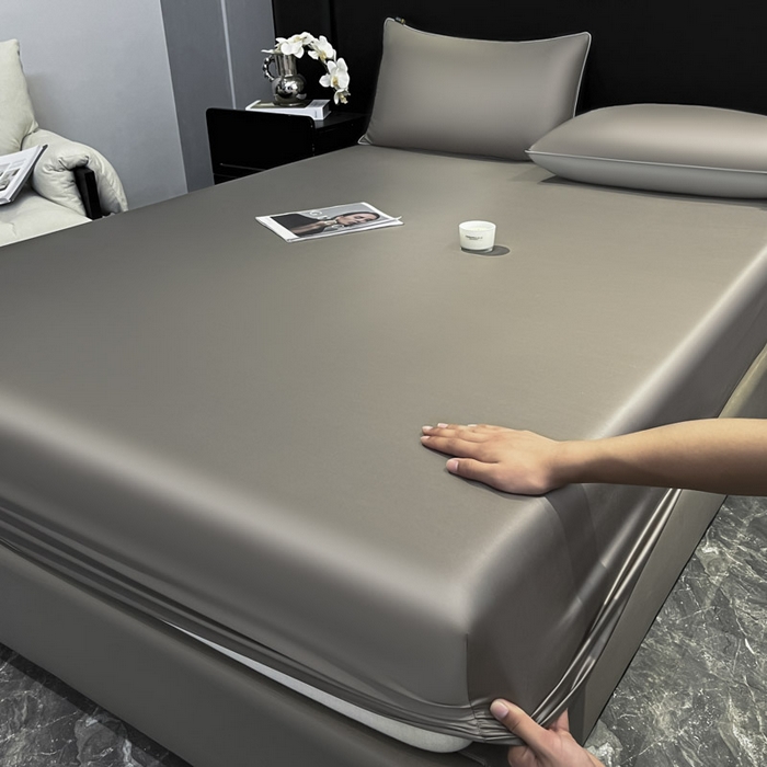 91家纺网 家纺一手货源 找家纺 ab家纺 2025新款莱赛尔单床笠 古铜棕