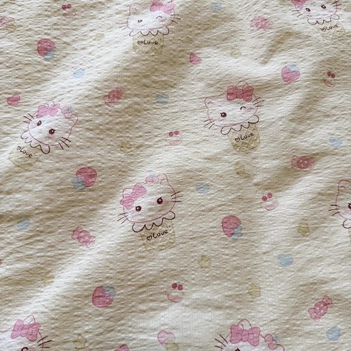 91家纺网 家纺一手货源 找家纺 晚爱家纺（原晚安家居）  2025新款A类母婴级云感双层纱三角针夏被贝壳边夏凉被春夏贝壳绣【可提供买家秀】 粉色KT猫