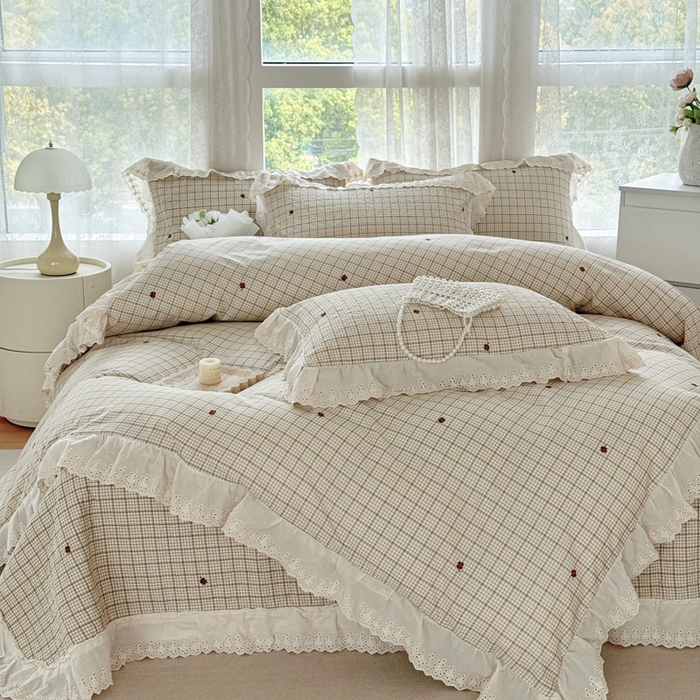 91家纺网 家纺一手货源 找家纺 添越家纺2025新款纯棉砂洗床盖三件套四件套系列简尚