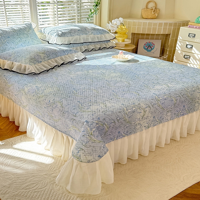 91家纺网 家纺一手货源 找家纺 金盛皇朝家纺 2025夏季新款冰丝凉豆豆床盖凉席 洛可可蔓