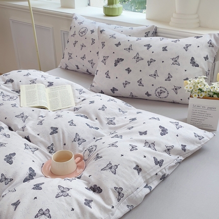 91家纺网 家纺一手货源 找家纺 （总）集布 2025新款活性印染全棉双层纱四件套