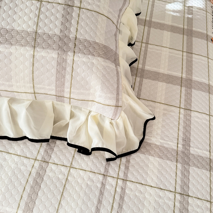 91家纺网 家纺一手货源 找家纺 金盛皇朝家纺 2025夏季新款冰丝凉豆豆床盖凉席 格纹素锦