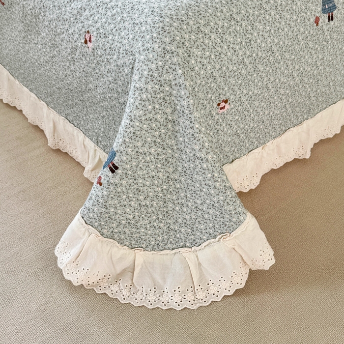 91家纺网 家纺一手货源 找家纺 添越家纺2025新款纯棉砂洗床盖三件套四件套系列森林女孩