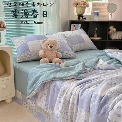 91家纺网 家纺一手货源 找家纺 （总）暖伊家居2025新款云感双层纱夏被四件套