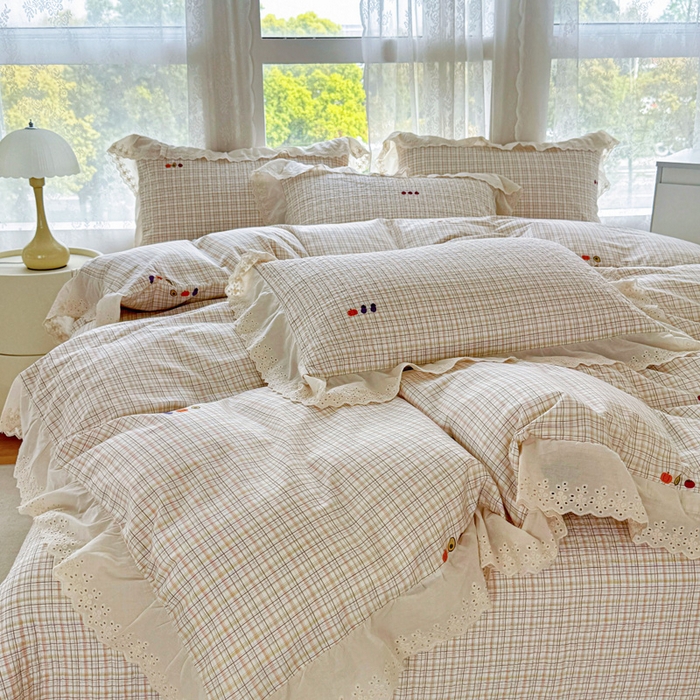 91家纺网 家纺一手货源 找家纺 添越家纺2025新款纯棉砂洗床盖三件套四件套系列幽梦