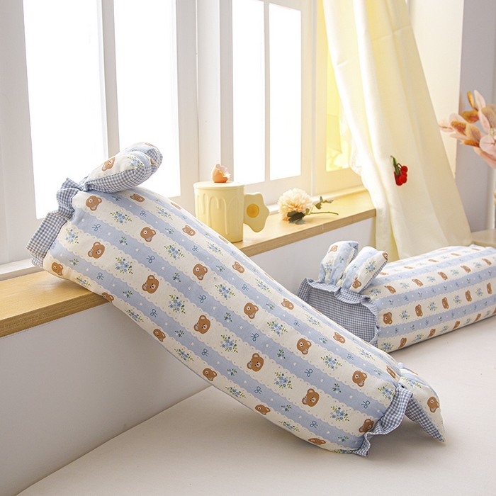 91家纺网 家纺一手货源 找家纺 织布人 2025新款荞麦枕直播爆款全棉双层纱兔子枕全荞麦壳枕头夏季透气枕 全棉兔子枕-小熊蓝