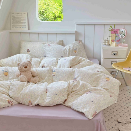 于果 2025新款双层纱四件套第五批 原宿小兔