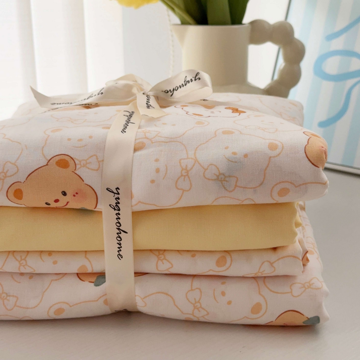 91家纺网 家纺一手货源 找家纺 于果 2025新款双层纱四件套第五批 瑞迪熊