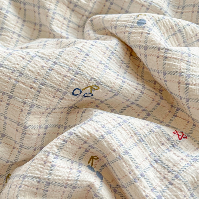 91家纺网 家纺一手货源 找家纺 2025新款云感木棉皱皱双层纱全棉花边四件套 遇见