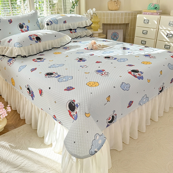 91家纺网 家纺一手货源 找家纺 金盛皇朝家纺 2025夏季新款冰丝凉豆豆床盖凉席 宇宙天空