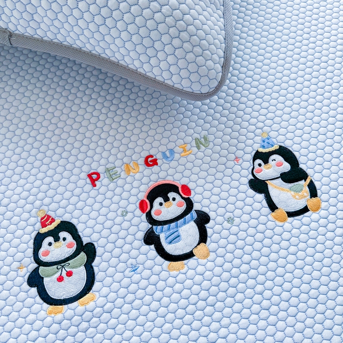 91家纺网 家纺一手货源 找家纺 千朵 2025新款冰豆豆绣花凉席 企鹅