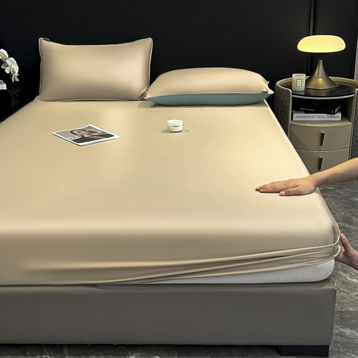 91家纺网 家纺一手货源 找家纺 ab家纺 2025新款莱赛尔单床笠 卡其