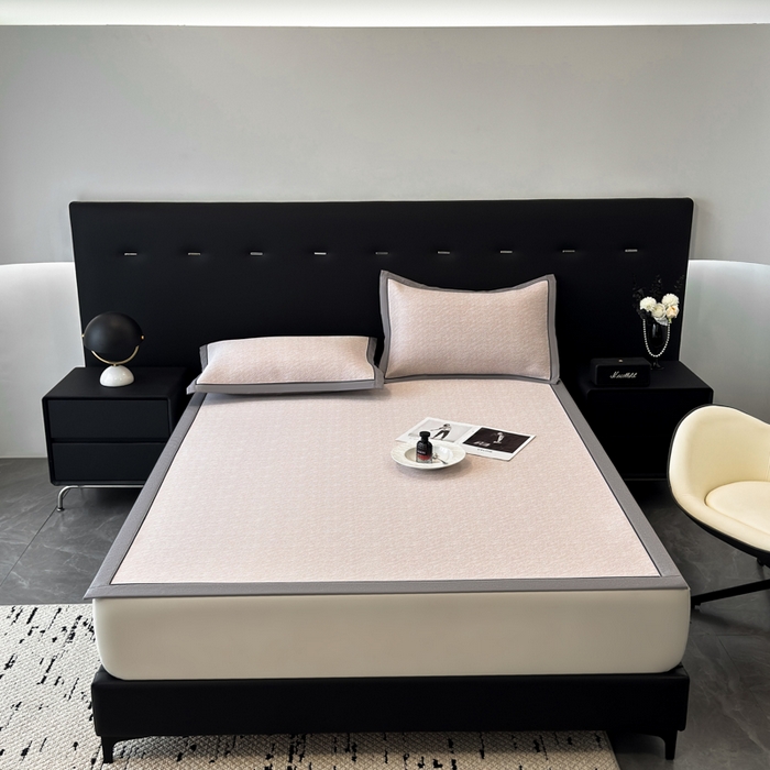 91家纺网 家纺一手货源 找家纺 九花鹿 2025新款凉感肌理纹冰丝席-床席款 肌理纹(豆沙）