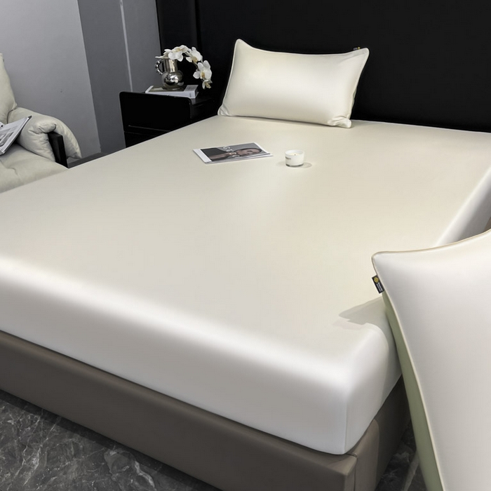 91家纺网 家纺一手货源 找家纺 ab家纺 2025新款莱赛尔单床笠 珍珠白