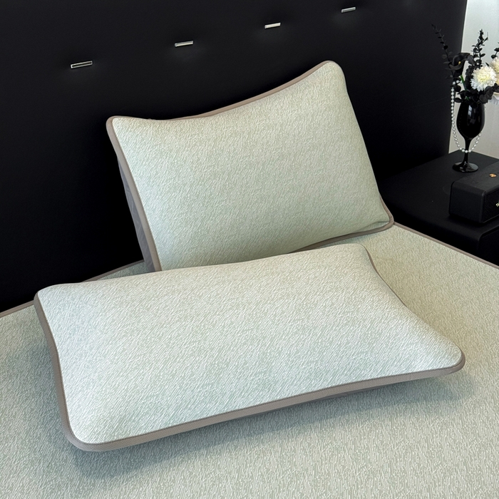 91家纺网 家纺一手货源 找家纺 九花鹿 2025新款凉感肌理纹冰丝席-床笠款 床笠款-肌理纹(豆绿）